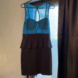 Blue Lace And Black Dress 