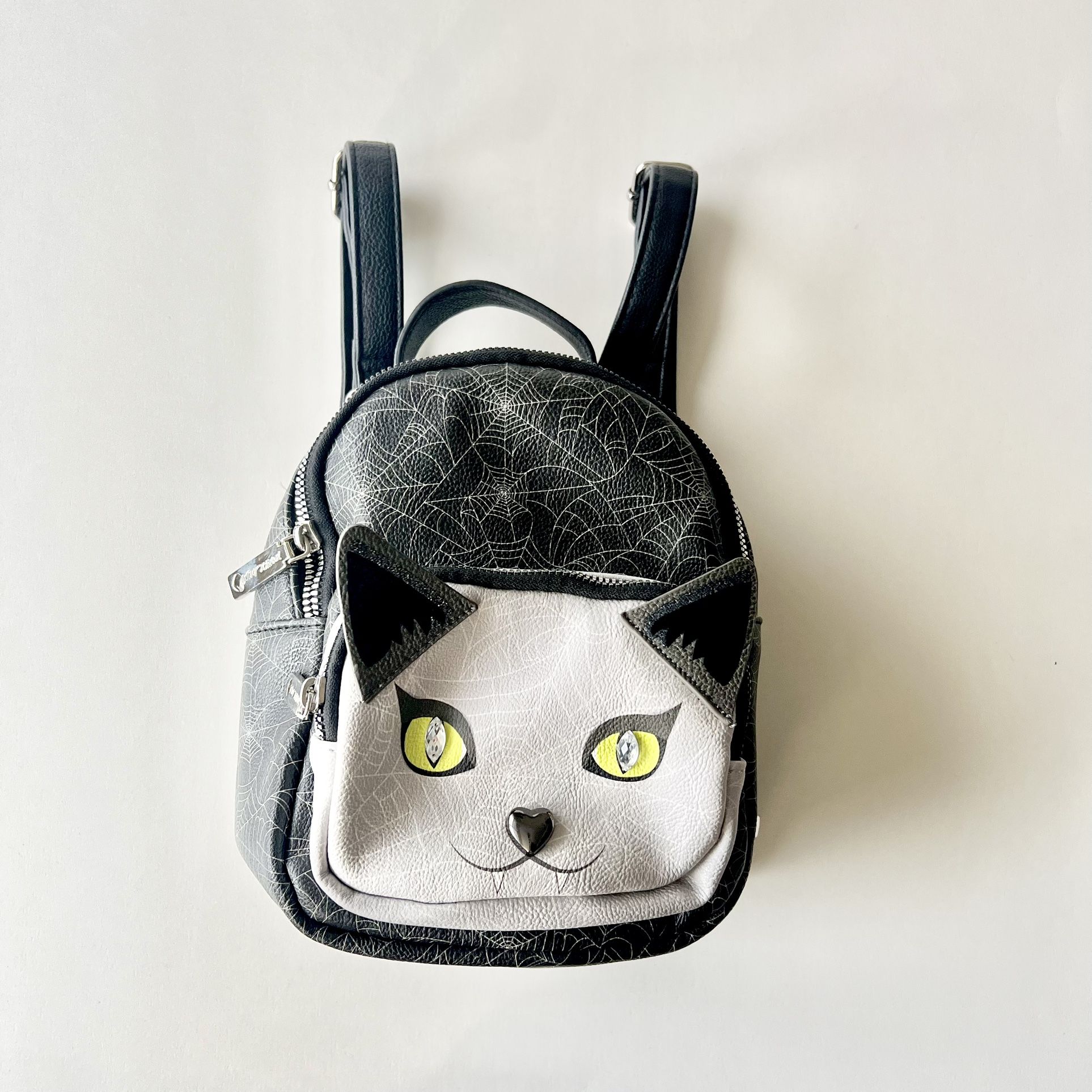 Betsey Johnson Halloween Spiderweb Vampire Kitty cat mini purse backpack