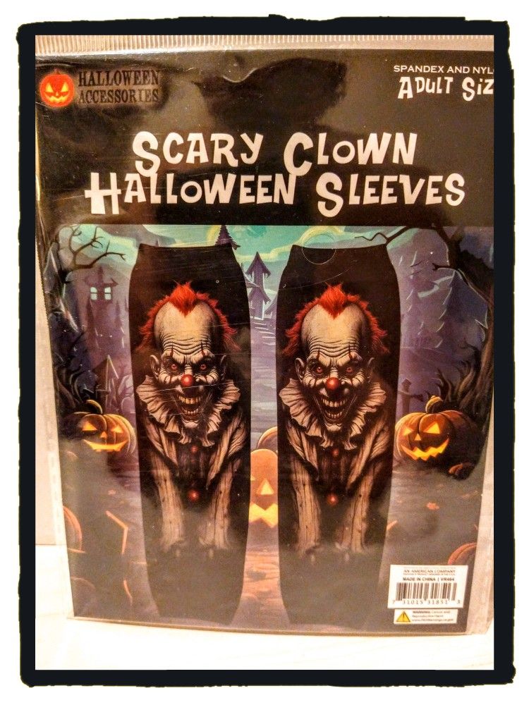 ☠️ Scary Clowns  ☠️ 1-pair  Of Halloween Sleeves - Adult Size *NIP*