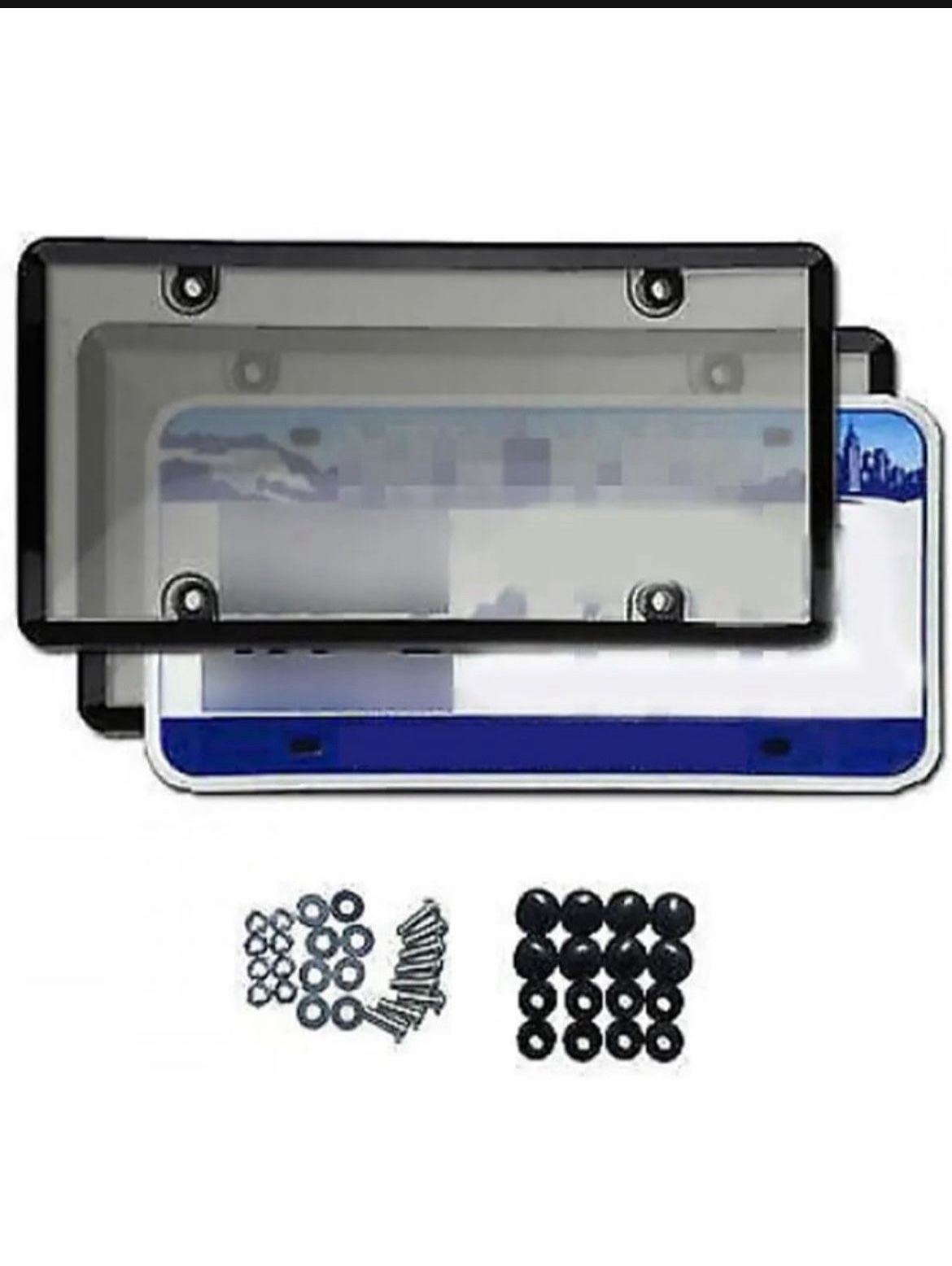 License Plate Protector, Pair of Unbreakable Clear License Plate Covers, Plastic Car Front/Rear License Plate Covers Compatible with American Standard