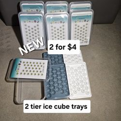 New 2 Tier Ice Cube Trays ,  2 Sets For Only $4 