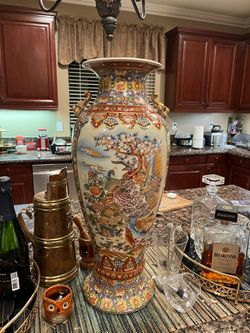 Large Decorative Porcelain Vase – 24” Tall – $125