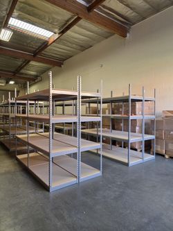 4 Tier Shelving 48 in W x 24 in D American Made Used Heavy Duty Steel Boltless Storage Rack Delivery Available