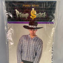 Pimp/disco shirt, one size, black, and white or brown and white