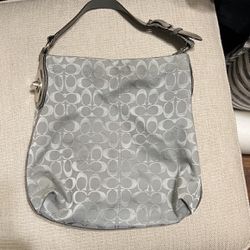 Coach Purse Gray  Silver Authentic Hobo Style 