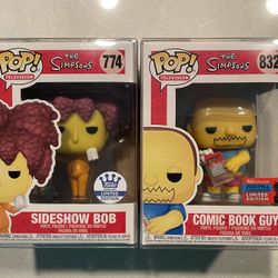 Sideshow Bob & Comic Book Guy Funko Pop Set *MINT* Online Shop Exclusive The Simpsons 774 with protector Television Kelsey Grammar Animation 