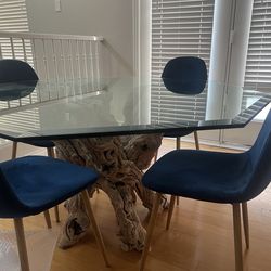 Vintage Glass Dining Table and Chairs