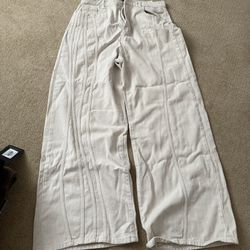 PrettyLittleThing Sand Side Seam Wide Leg Jeans – Size 12