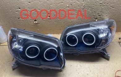 *WATERMARK + DAMAGED TAB* #OH74 FIT 2006-2009 Toyota 4Runner Black LED DRL Halogen Headlight Head Light Pair Set