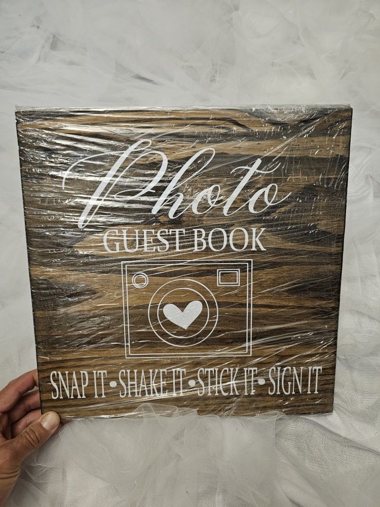 Photo guest book sign - wood - 12"x12"