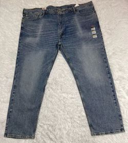 Levis 502 Jeans Mens Size 50x32 Flex Regular Tapered Stretch Blue Wash Denim