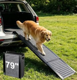 Dog Ramp for Car 79" Extra Long & 17.3" Wide, Foldable Portable Pet Ramp for Large Dogs with Non-Slip Mat