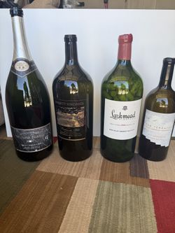 Vintage Collection of Oversized Napa Valley High-End Wine Bottles. 16.5”-23”