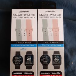 Powertek Universal Watch Band & Liquid Glass Screen Protector Bundle, Compatible (2Pack)