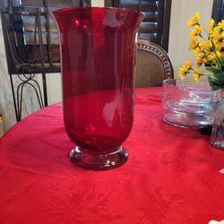 Ruby Red Glass Vase.