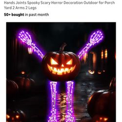 Set of 4 Pumpkin Skeleton Bones Arms and Legs with 8 Light Modes Realistic Halloween Movable Posable Bendable Skeleton