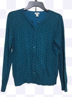 L.L.Bean Womens small Button Front Cardigan Sweater Green Diamond Supima Cotton