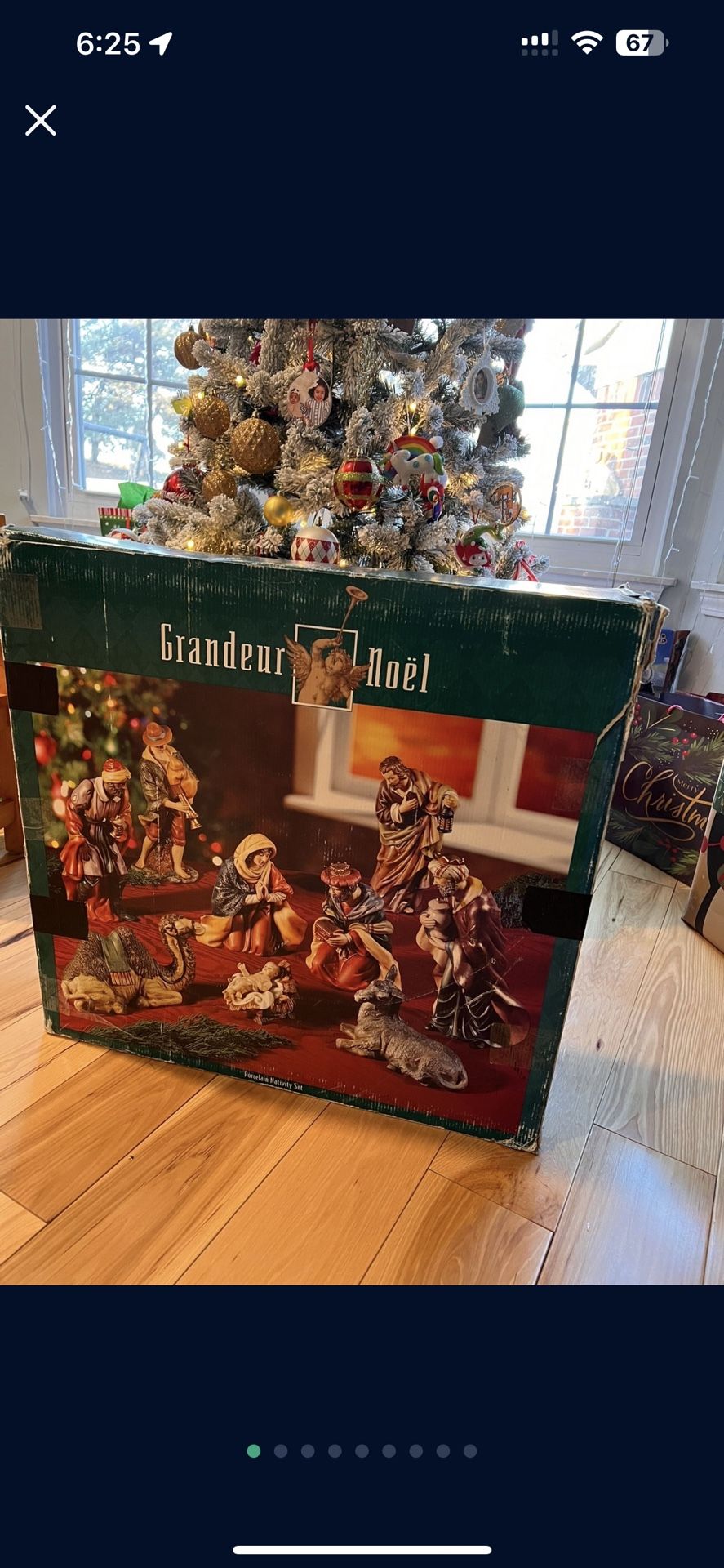 RARE Vintage Grandeur Noel N0088 Large (10") 8 Piece Porcelain Nativity Set
