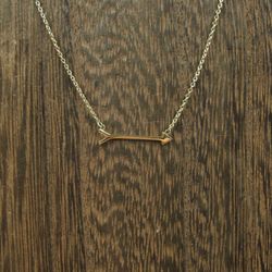 18" Sterling Silver Arrow Gold Plated Necklace Vintage