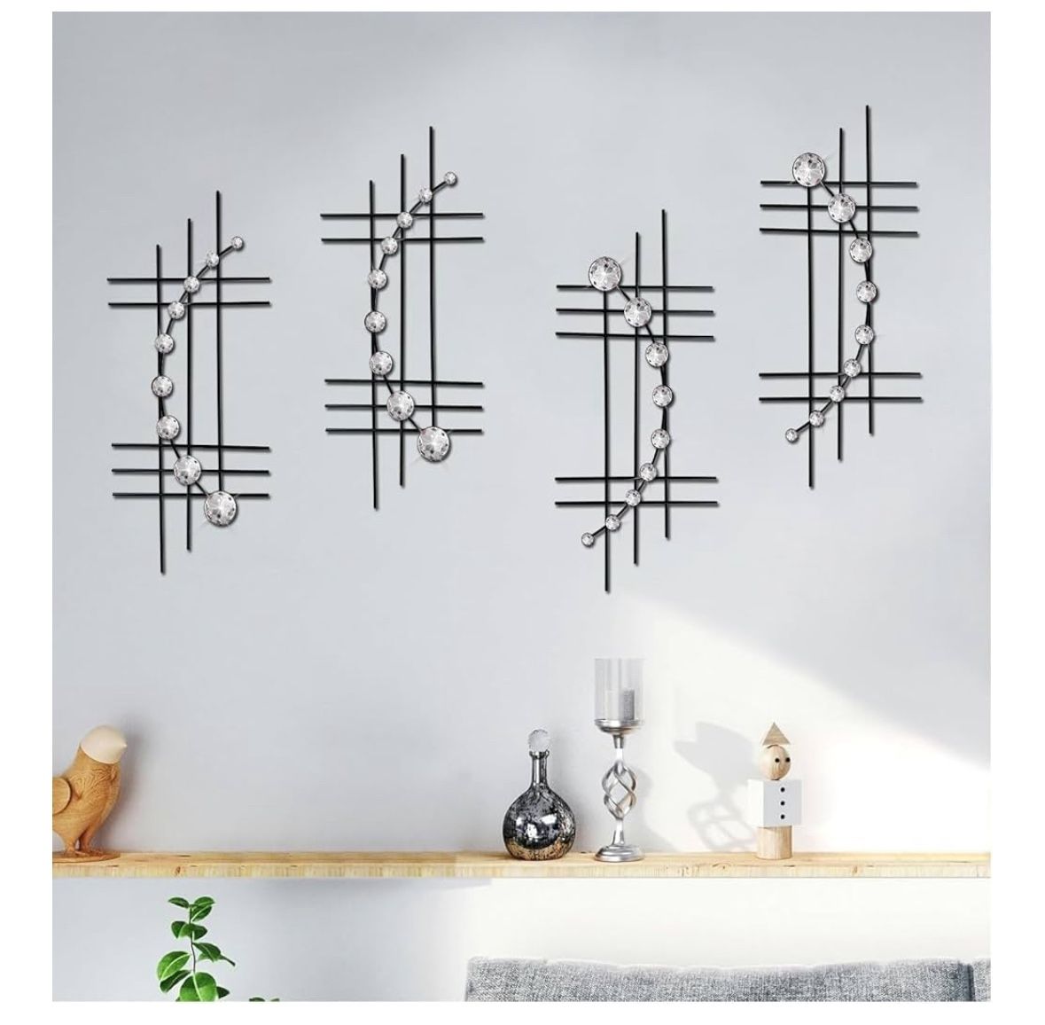 4 Set Bling Metal Wall Art