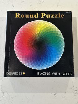 1000 Piece Round Puzzle - “Blazing with Color” - Like New!
