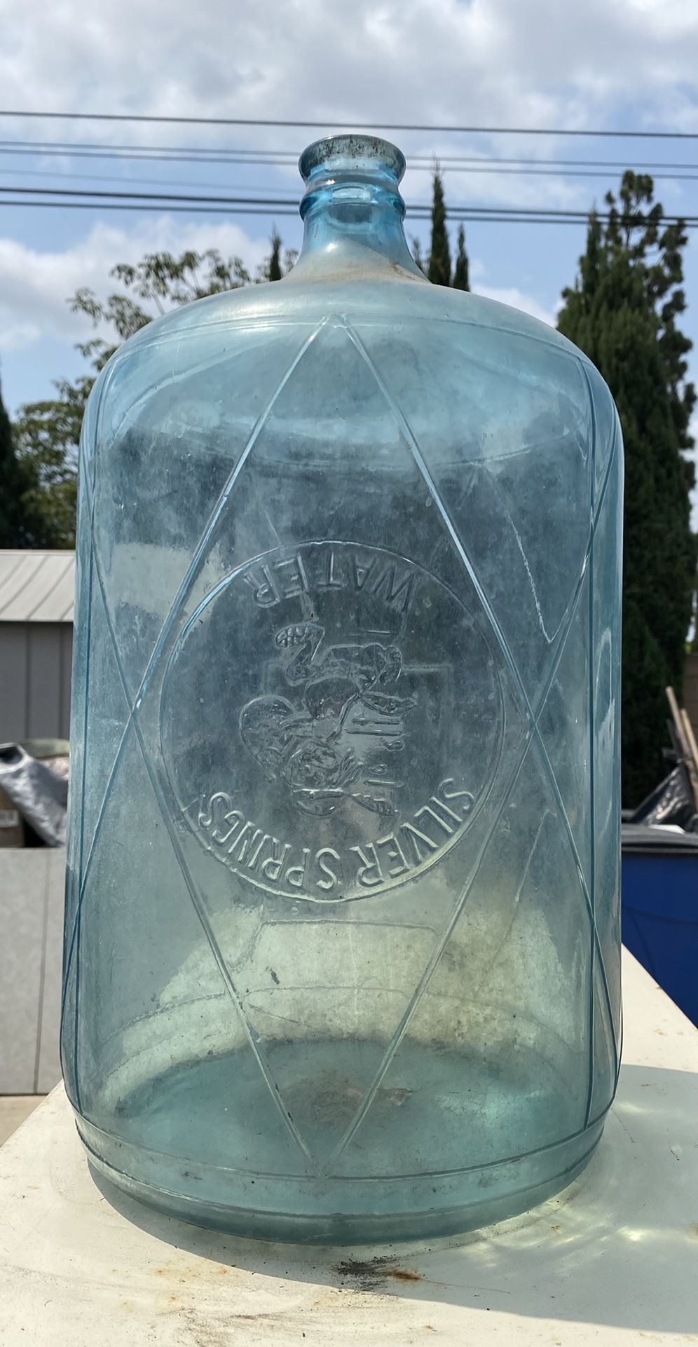 Vintage Large Silver Springs Water Bottle 5 Gallon , With Indian Child Decoration 