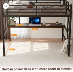 UNOPENED Full Size Metal Loft Bed with Built-in Desk & Shelves – Black FREE DELIVERY