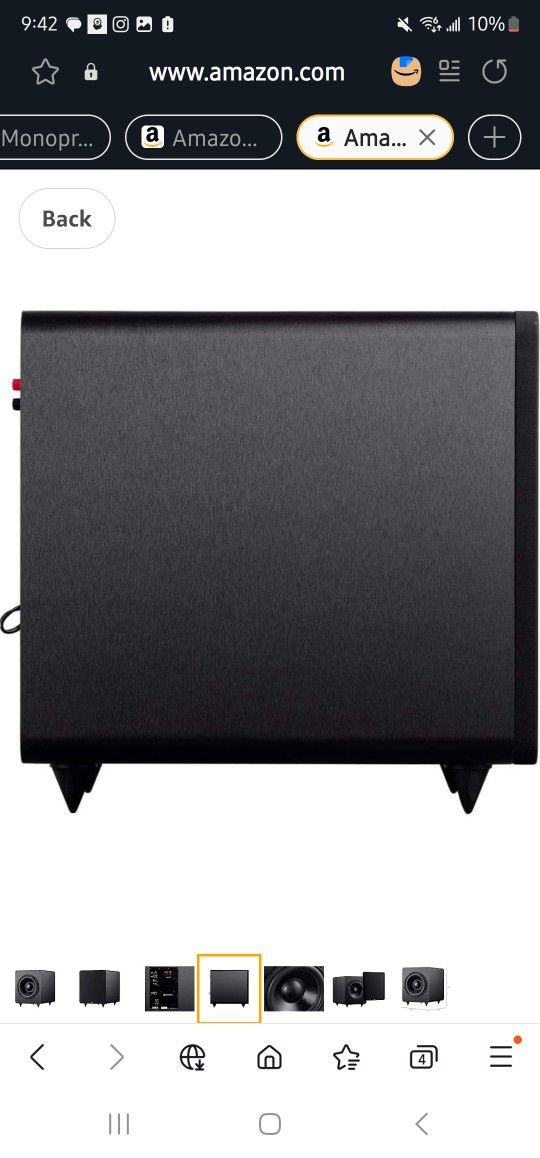 Monoprice SW 12 400 Watt RMS (600 Watt Peak) Powered Subwoofer 12 Inch, Ported Design, Variable Phase Control, Variable Low Pass Filter, F