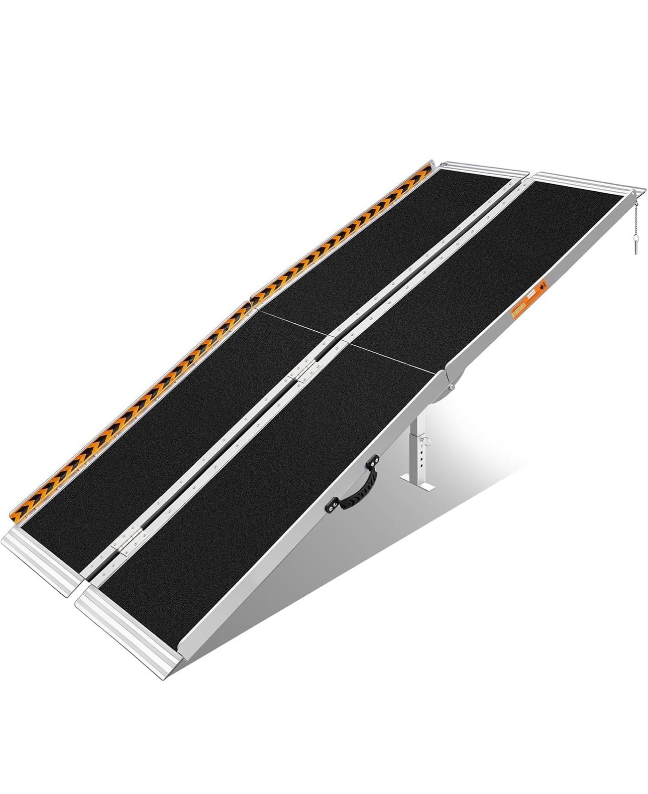 7 Feet Portable Wheelchair Ramp with Sopport Legs, Non-Skid Aluminum Handicap Ramps with Handle, Folding Threshold Wheel Chair Ramp for Home Steps, St