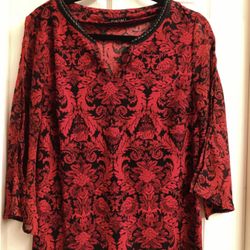 Angel Sleeve Red Black Top