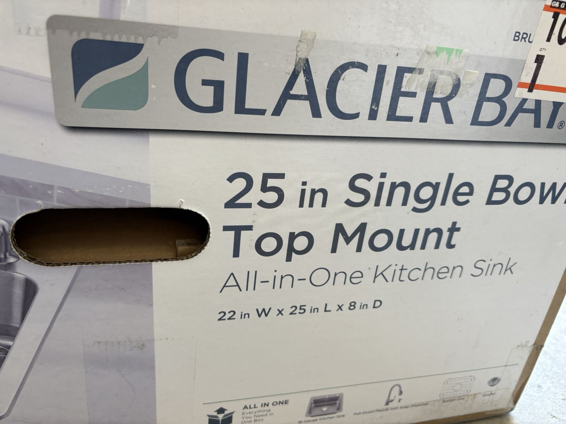Glacier Bay 25 in. Drop in Single Bowl 22 Gauge Stainless Steel Kitchen Sink