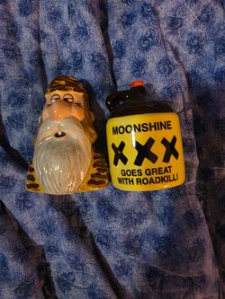 Old man moonshine salt and pepper shaker