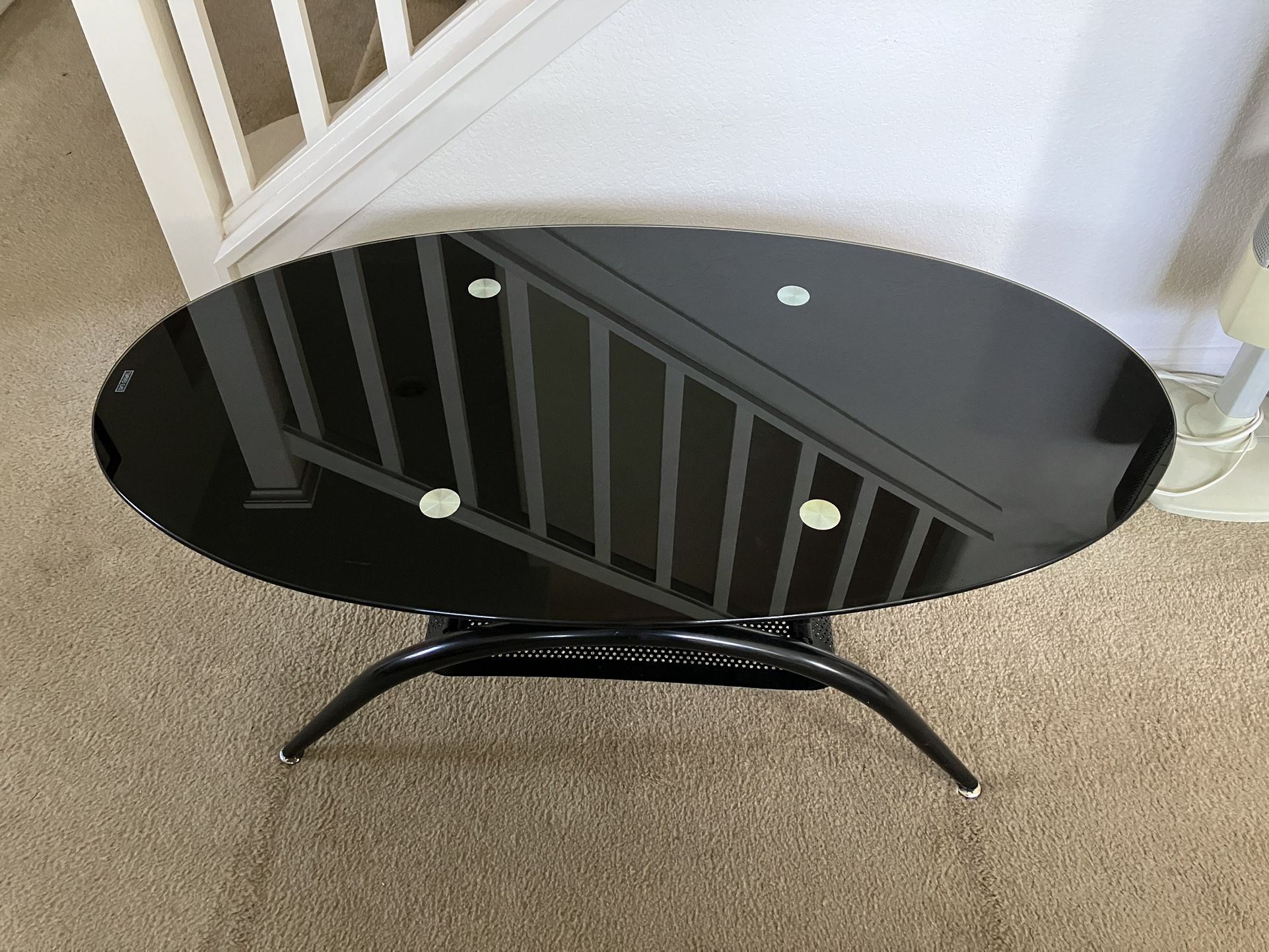 Vintage Glass Coffee Table with Metal Base