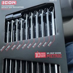 The Icon Extra Long Professional Metric Double Box Ratcheting Wrench  Set