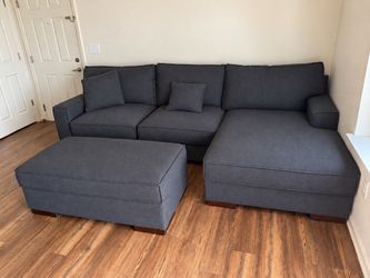 Gray Sectional Sofa with Ottoman