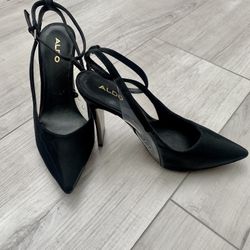 Aldo Pointed Toe Ankle Strap Black Heels