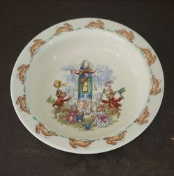 Vintage Royal Doulton Bunnykins English Fine Bone China Bowl Rocket Trip