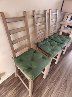 Set of 3 Wooden Ladder-Back Dining Chairs