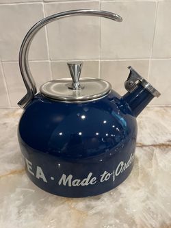 Kate Spade New York Lenox Blue 2 Qt Whistling Metal Tea Kettle