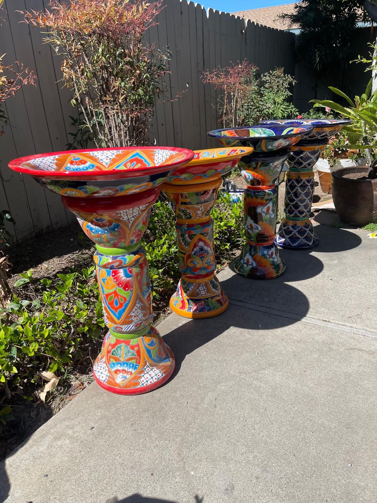 Talavera Bird Baths (large Size 28”) $120 Each Pajarera De Talavera