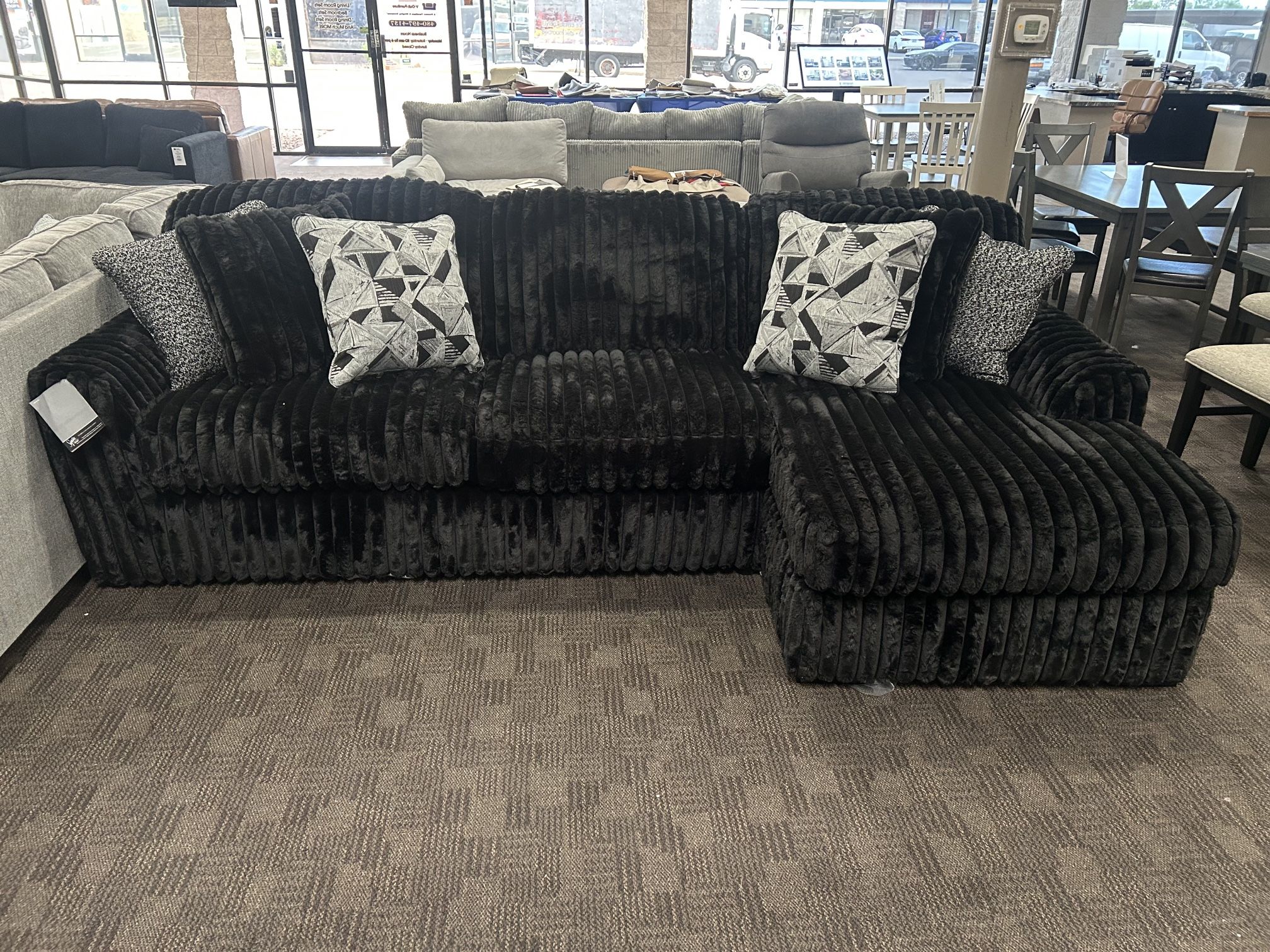 Black comfy corduroy sectional