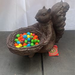 Squirrel Candy Dish, Candle Holder Or Bird Feeder