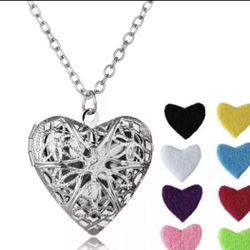 Silver Plated Essential Oil Diffuser Heart Necklace