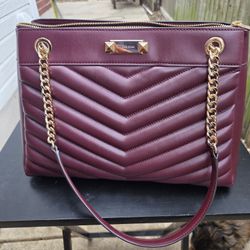Michael Kors Whitney medium chain tote Oxblood w/ matching wallet