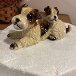 Vintage Terrier Dog With Puppy 