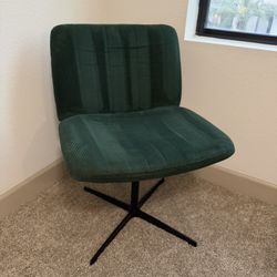 Modern Velvet Armless Office Chair (Dark Green) – Excellent Condition