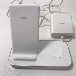 Wireless Charging Stand for iPhone 8 thru 11 and Apple Watch by Ubiolabs