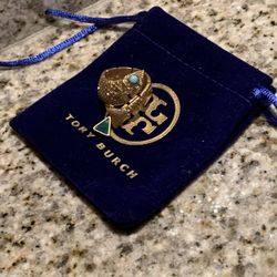 TORY BURCH 😍 ”GOLD COLOR FISH RING WITH TURQUOISE STONE AND MALACHITE” 😍WOWWW BEAUTIFUL😍