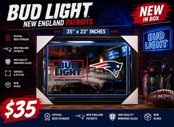 BUD LIGHT NEW ENGLAND PATRIOTS BEER BAR MIRROR