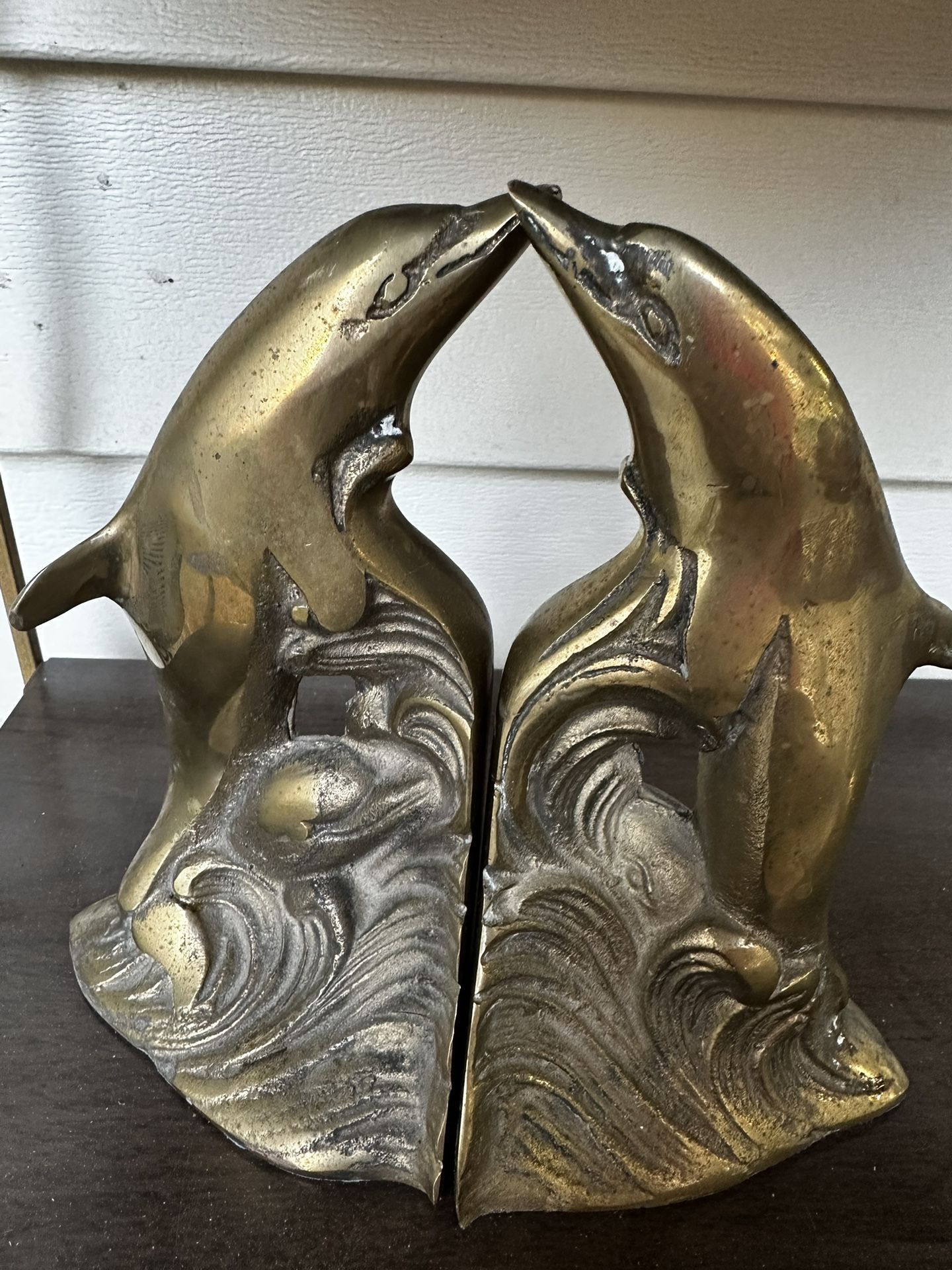 Vintage brass Dolphin bookends collectable